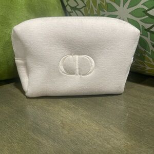 Dior White Logo Cosmetic Bag